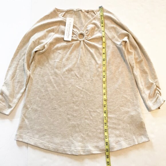 SOFT SURROUNDINGS Cecelia Top Oatmeal Heather Long Sleeve Sweater NWT Womens XS - Picture 9 of 9